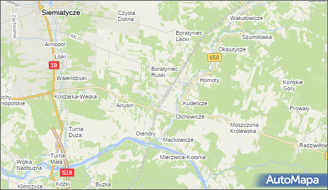 mapa Siemiatycze-Stacja, Siemiatycze-Stacja na mapie Targeo