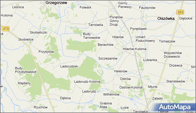 mapa Szczepanów gmina Olszówka, Szczepanów gmina Olszówka na mapie Targeo
