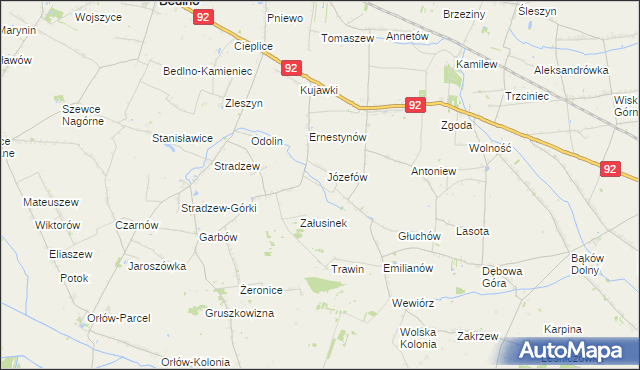 mapa Teodorów gmina Bedlno, Teodorów gmina Bedlno na mapie Targeo