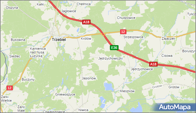 mapa Jędrzychowiczki, Jędrzychowiczki na mapie Targeo