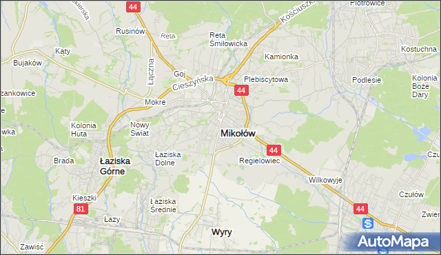 mapa Mikołów, Mikołów na mapie Targeo