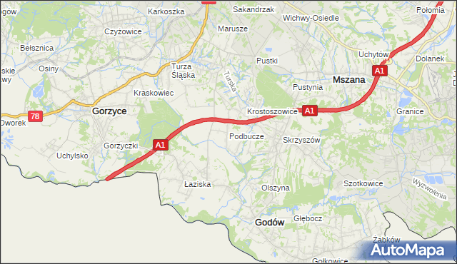 mapa Podbucze gmina Godów, Podbucze gmina Godów na mapie Targeo