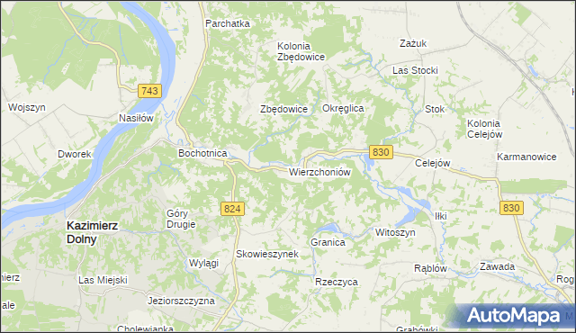 mapa Wierzchoniów, Wierzchoniów na mapie Targeo