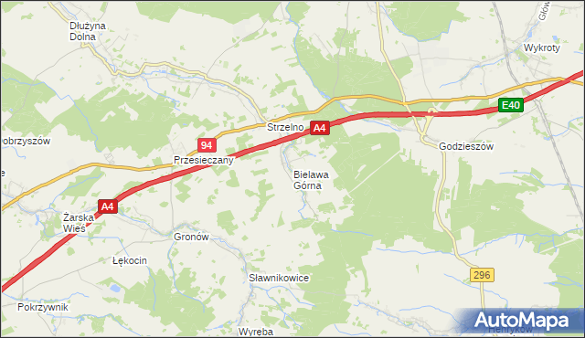 mapa Bielawa Górna, Bielawa Górna na mapie Targeo