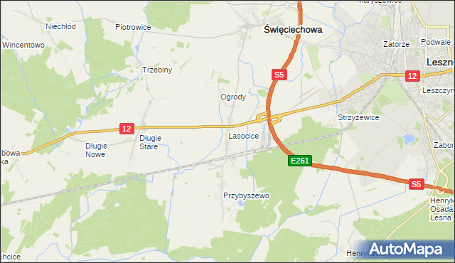 mapa Lasocice gmina Święciechowa, Lasocice gmina Święciechowa na mapie Targeo