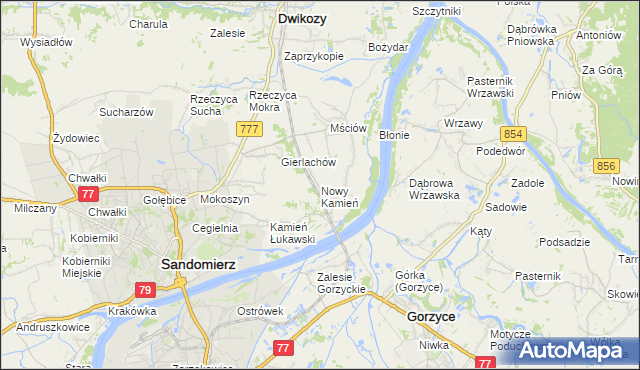 mapa Nowy Kamień gmina Dwikozy, Nowy Kamień gmina Dwikozy na mapie Targeo