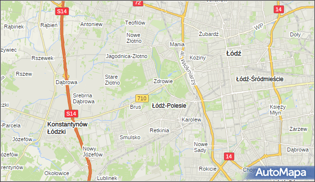 mapa Polesie gmina Łódź, Polesie gmina Łódź na mapie Targeo