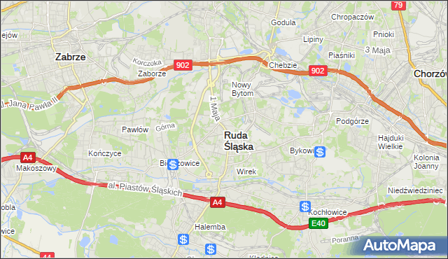 mapa Rudy Śląskiej, Ruda Śląska na mapie Targeo