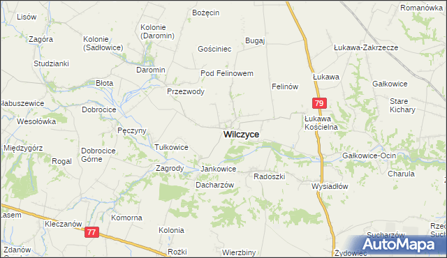 mapa Wilczyce powiat sandomierski, Wilczyce powiat sandomierski na mapie Targeo