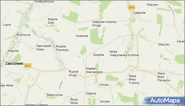 mapa Józwów, Józwów na mapie Targeo