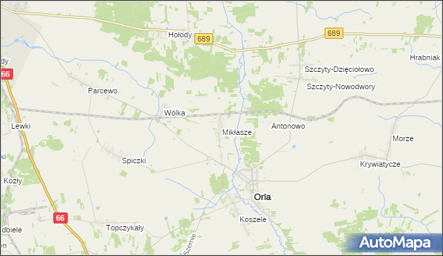 mapa Mikłasze, Mikłasze na mapie Targeo