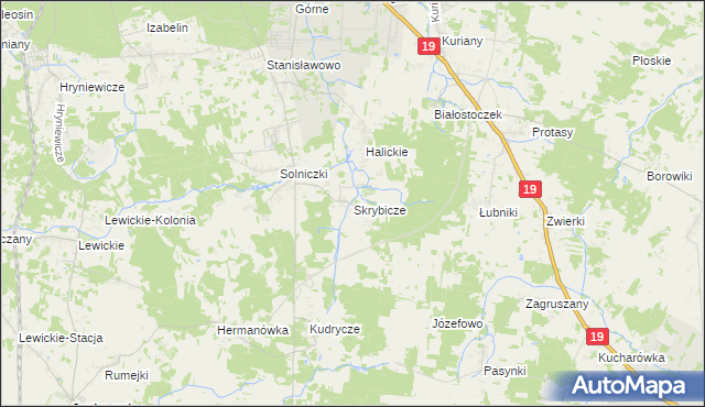 mapa Skrybicze, Skrybicze na mapie Targeo