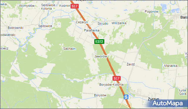 mapa Jaworów gmina Żyrzyn, Jaworów gmina Żyrzyn na mapie Targeo