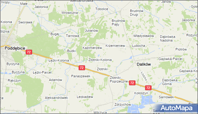 mapa Kazimierzów gmina Dalików, Kazimierzów gmina Dalików na mapie Targeo