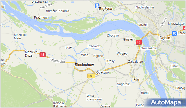 mapa Kępice gmina Sieciechów, Kępice gmina Sieciechów na mapie Targeo
