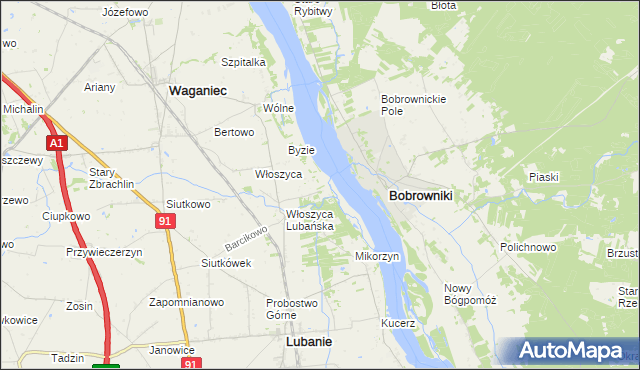 mapa Kocia Górka gmina Lubanie, Kocia Górka gmina Lubanie na mapie Targeo