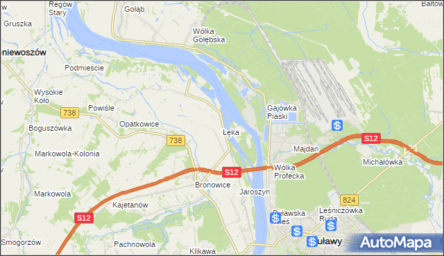 mapa Łęka gmina Puławy, Łęka gmina Puławy na mapie Targeo