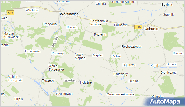 mapa Majdan gmina Wojsławice, Majdan gmina Wojsławice na mapie Targeo
