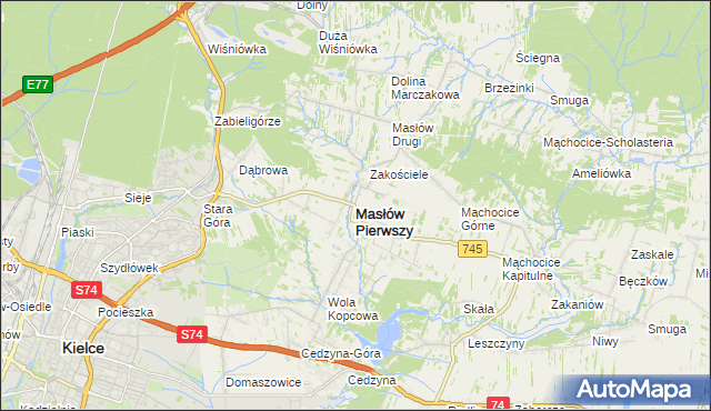 mapa Masłów Pierwszy, Masłów Pierwszy na mapie Targeo