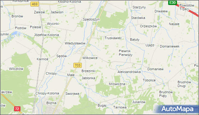 mapa Nowa Wieś gmina Wartkowice, Nowa Wieś gmina Wartkowice na mapie Targeo