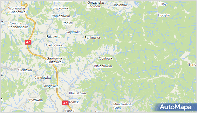 mapa Obidowa, Obidowa na mapie Targeo