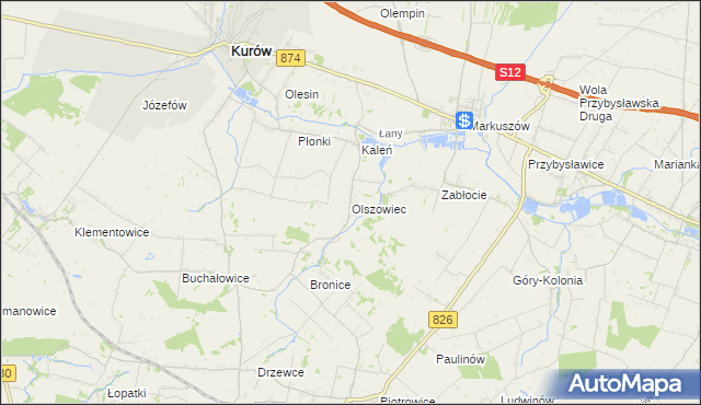 mapa Olszowiec gmina Markuszów, Olszowiec gmina Markuszów na mapie Targeo