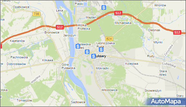 mapa Puław, Puławy na mapie Targeo