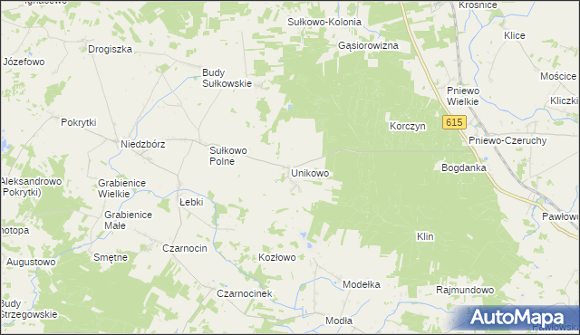 mapa Unikowo gmina Strzegowo, Unikowo gmina Strzegowo na mapie Targeo