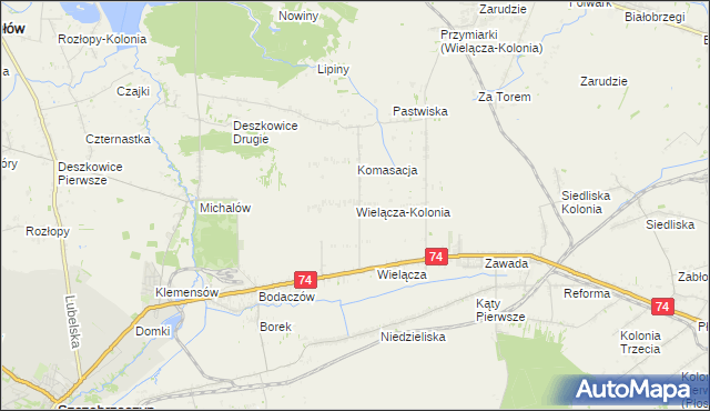 mapa Wielącza-Kolonia, Wielącza-Kolonia na mapie Targeo