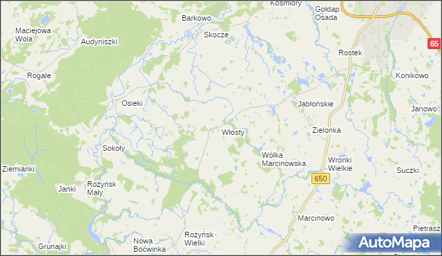 mapa Włosty gmina Gołdap, Włosty gmina Gołdap na mapie Targeo