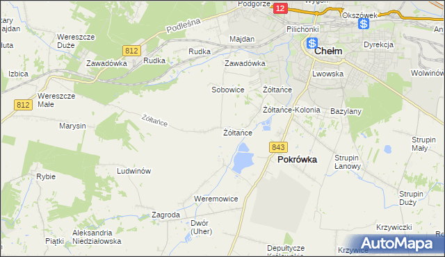 mapa Żółtańce, Żółtańce na mapie Targeo