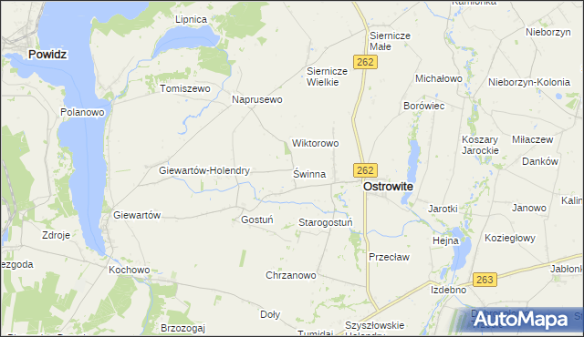 mapa Świnna gmina Ostrowite, Świnna gmina Ostrowite na mapie Targeo