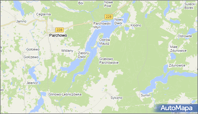 mapa Grabowo Parchowskie, Grabowo Parchowskie na mapie Targeo