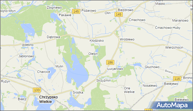 mapa Józefowo gmina Wronki, Józefowo gmina Wronki na mapie Targeo