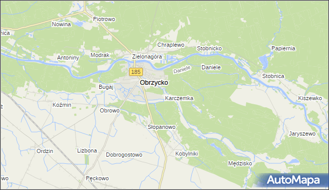 mapa Karczemka gmina Obrzycko, Karczemka gmina Obrzycko na mapie Targeo