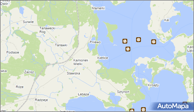 mapa Kietlice gmina Węgorzewo, Kietlice gmina Węgorzewo na mapie Targeo