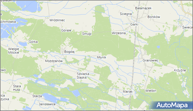 mapa Młynik gmina Sośnie, Młynik gmina Sośnie na mapie Targeo