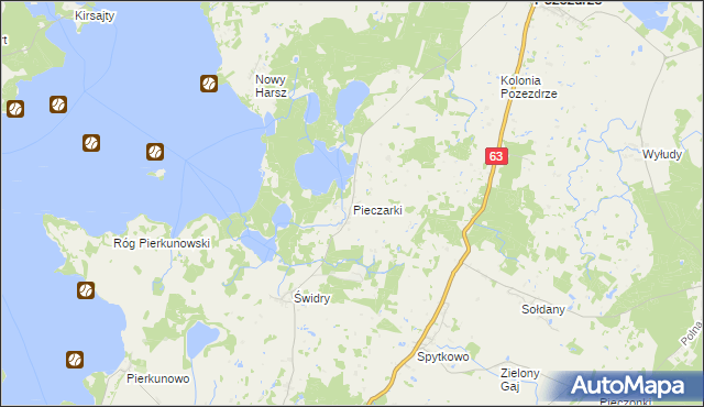mapa Pieczarki gmina Pozezdrze, Pieczarki gmina Pozezdrze na mapie Targeo