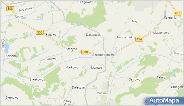mapa Szczodrochowo gmina Gostyń, Szczodrochowo gmina Gostyń na mapie Targeo