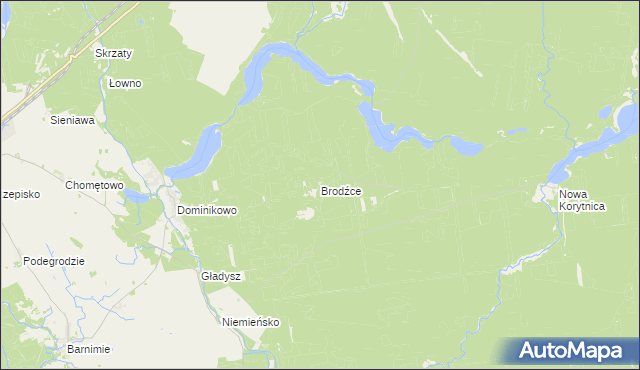 mapa Brodźce gmina Drawno, Brodźce gmina Drawno na mapie Targeo