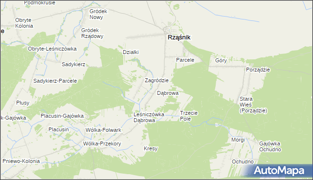 mapa Dąbrowa gmina Rząśnik, Dąbrowa gmina Rząśnik na mapie Targeo