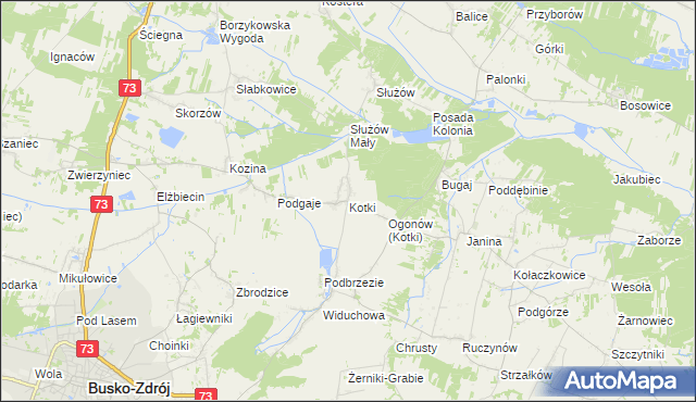 mapa Kotki gmina Busko-Zdrój, Kotki gmina Busko-Zdrój na mapie Targeo