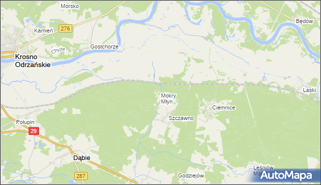 mapa Mokry Młyn, Mokry Młyn na mapie Targeo