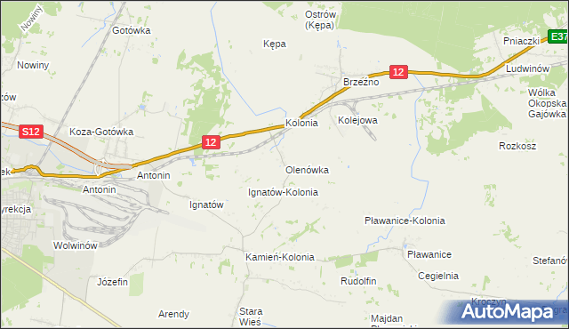 mapa Olenówka, Olenówka na mapie Targeo