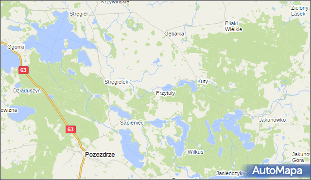 mapa Przytuły gmina Pozezdrze, Przytuły gmina Pozezdrze na mapie Targeo