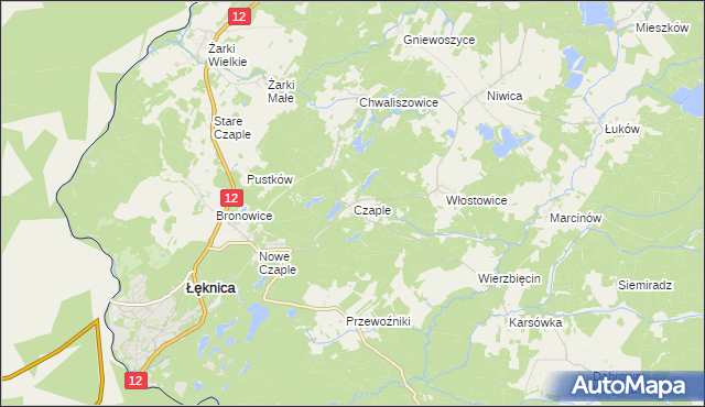 mapa Czaple gmina Trzebiel, Czaple gmina Trzebiel na mapie Targeo