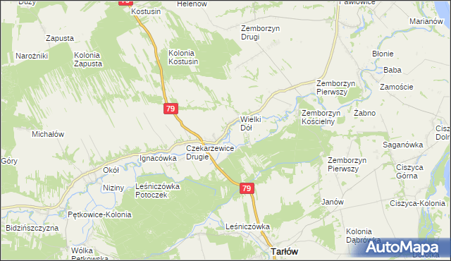 mapa Czekarzewice Pierwsze, Czekarzewice Pierwsze na mapie Targeo