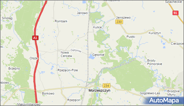 mapa Gętomie, Gętomie na mapie Targeo