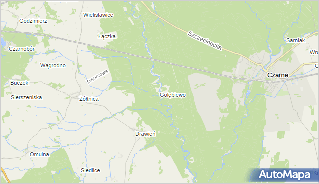 mapa Gołębiewo gmina Szczecinek, Gołębiewo gmina Szczecinek na mapie Targeo