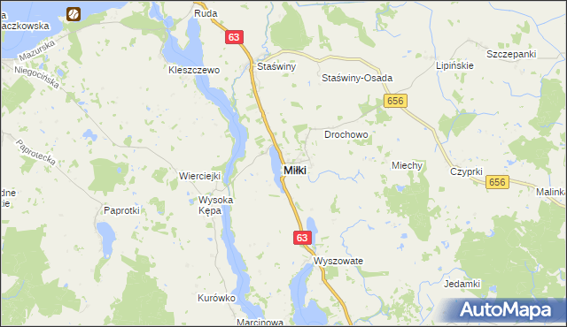 mapa Miłki, Miłki na mapie Targeo